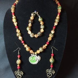 Dragon Pendant Handmade Jewelry Set With Quote